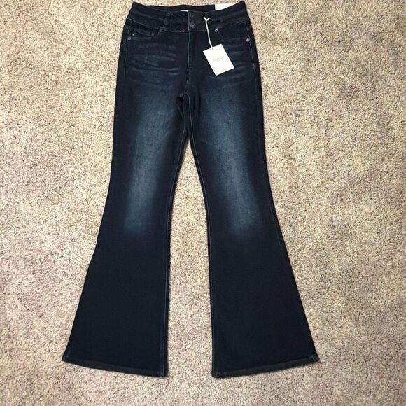 NWT Kancan Dark Denim Vida High Rise Flare Jeans Size 9/28 - Picture 2 of 7